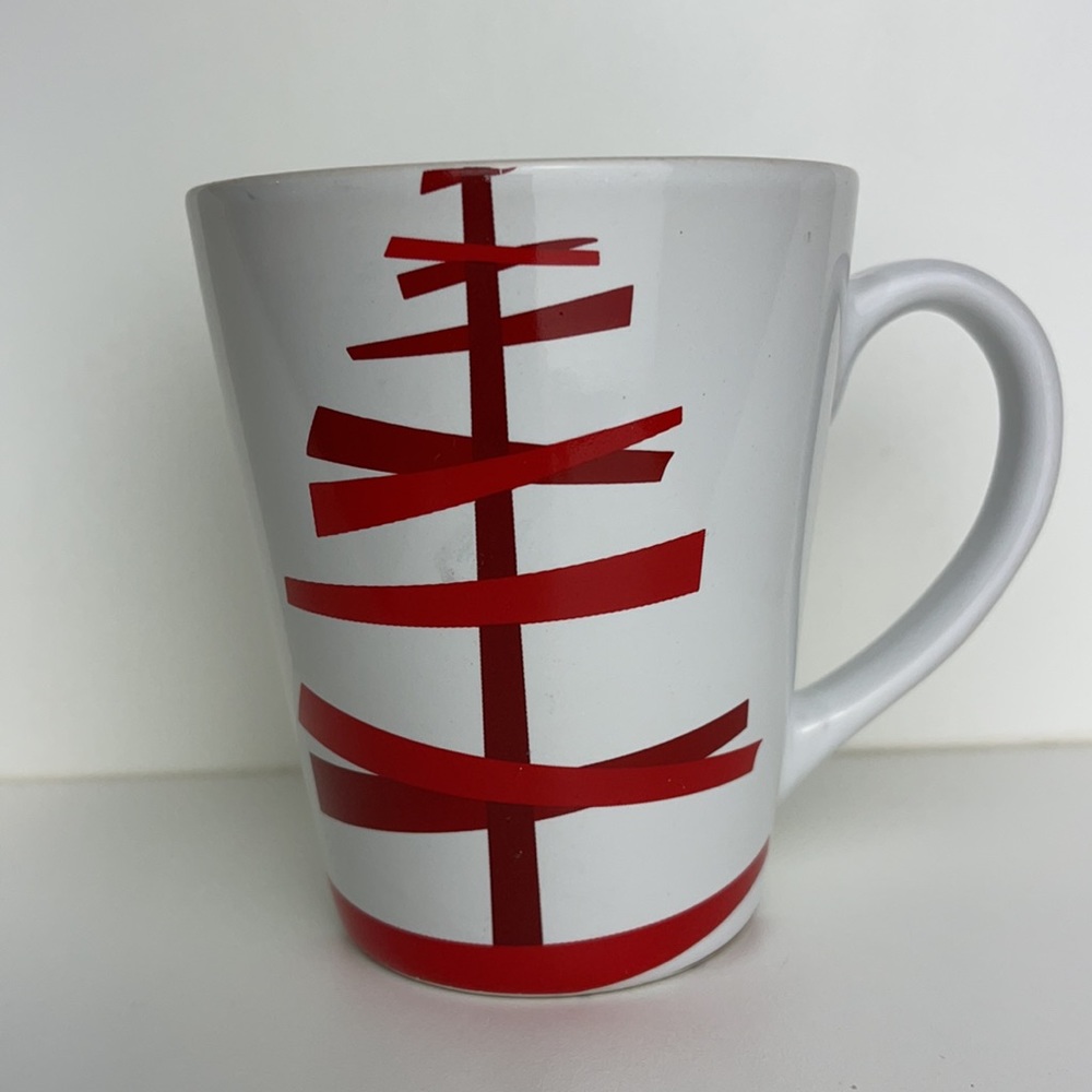 Starbucks Coffee 2012 Candy Cane Stripe Christmas Tree White Ceramic Mug 12oz